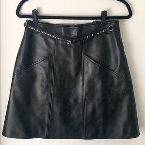 Coach Black Leather Skirt with Belt